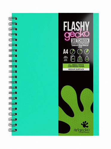 Artgecko cuaderno de bocetos A4 espiral verde menta 150g 40 hojas blanco duradero