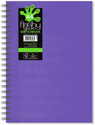 Artgecko Artgecko Flashy Spiraal  Schetsboek A4 Portret 150gr 40 vel Wit Paarse Omslag