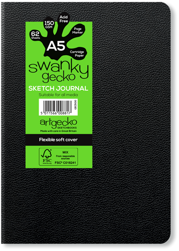 Artgecko cuaderno de bocetos A5 encuadernado 150gr 62 hojas papel sostenible