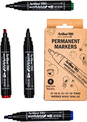 Artline set de rotuladores permanentes - Eco-Green Drysafe 190, 4 colores