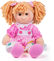 BigJigs muñeca Ava muñeca de tela pelo rubio vestido rosa-2