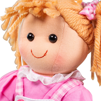 BigJigs muñeca Ava muñeca de tela pelo rubio vestido rosa-3