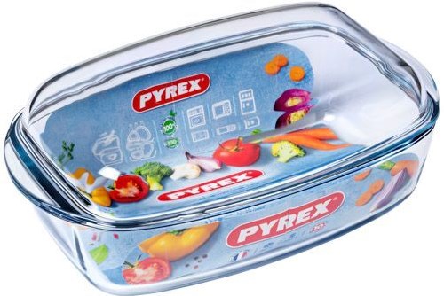 Pyrex fuente para horno con tapa vidrio borosilicato 4,3+2,2L-3