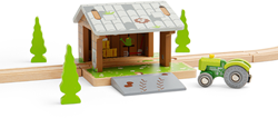 BigJigs granja de madera - accesorio para vías de tren - colorido y resistente