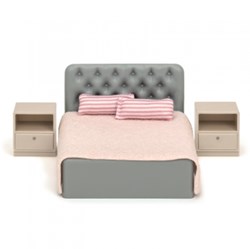 Lundby casa de muñecas - Set dormitorio gris rosa muebles de juguete