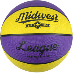 Midwest Basketball League morado-amarillo talla 6 balón de goma para clubes