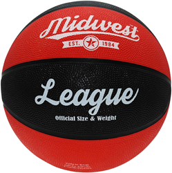 Midwest balón baloncesto goma negro rojo talla 7 - indoor outdoor