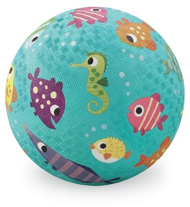 Crocodile Creek pelota de juego de goma diseño peces azul 18 cm para niños