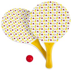 Angel Sports set de beachball diseño verano raquetas madera azul amarillo