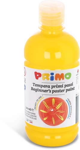 Pintura para carteles lista para usar Primo, botella de 500 ml con tapón de control de flujo amarillo