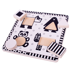 BigJigs puzzle de animales de madera blanco y negro juguete educativo