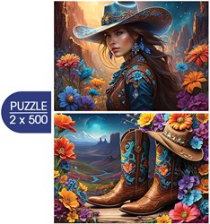 Bluebird Puzzle rompecabezas Far West Vaquera y Botas 2x500 piezas