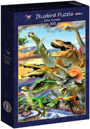 Bluebird Puzzle rompecabezas Dino Sunset - 300 piezas para niños-2