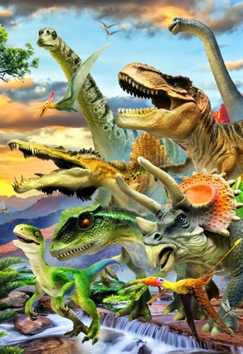 Bluebird Puzzle rompecabezas Dino Sunset - 300 piezas para niños