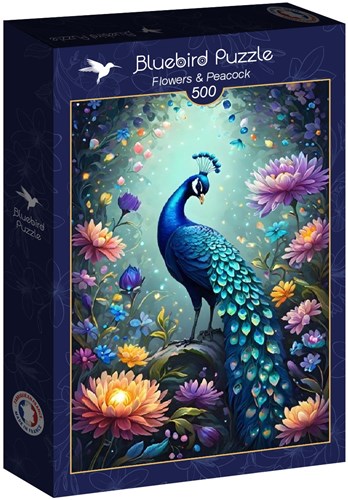 Bluebird Puzzle rompecabezas Flowers & Peacock - 500 piezas - juguete colorido-2