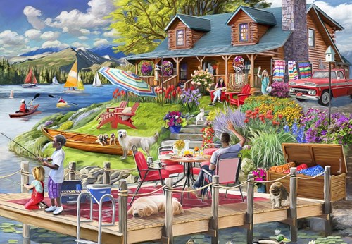Bluebird Puzzle rompecabezas Lake View Cabin Mountain Time 1000 piezas