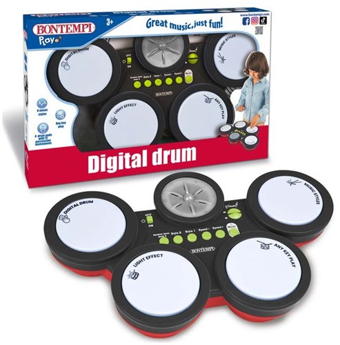 Bontempi batería digital juguete electrónico con LED y estilos musicales