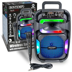 Bontempi altavoz karaoke inalámbrico con micrófono y efectos de luz