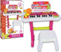 Bontempi teclado electrónico rosa con micrófono y espectáculo de luces