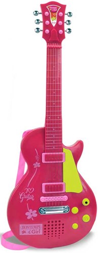 Bontempi guitarra rock electrónica juguete rosa para niños-2