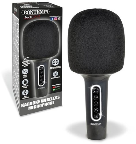 Bontempi micrófono karaoke inalámbrico con altavoz y cambiador de voz
