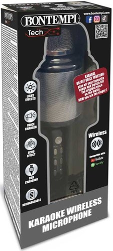 Bontempi micrófono karaoke inalámbrico con efectos de luz y altavoz