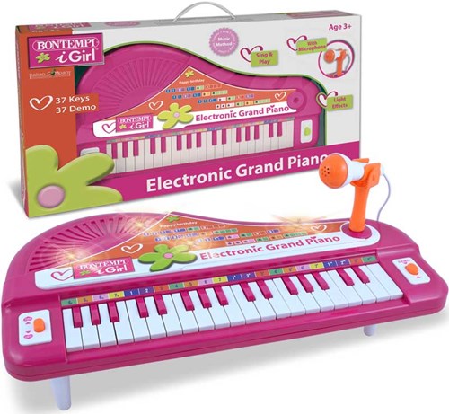 Bontempi piano electrónico de juguete con micrófono rosa para niños