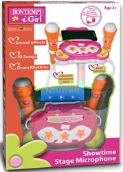 Bontempi Micrófono de Escenario Juguete Micrófono Rosa con AUX y Luces