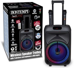 Bontempi soundbox trolley inalámbrico con micrófonos y pantallas - altavoz karaoke