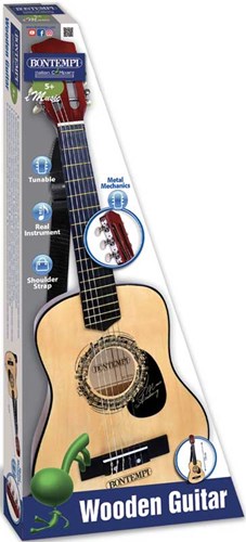 Bontempi guitarra de madera para niños 75 cm con correa - juguete musical