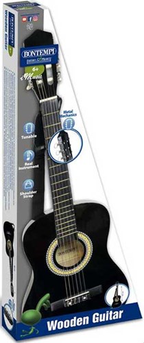 Bontempi guitarra de madera negra - guitarra de juguete para niños - música