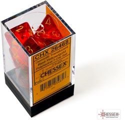 Chessex dados Gemini Translúcido rojo-amarillo-oro set 7 piezas