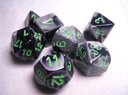 Chessex Gemini Negro-gris-verde Polydice Set de Dados (7 piezas)
