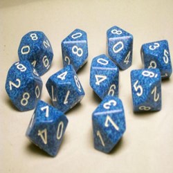 Chessex Juego de dados D10 moteados de agua (10 piezas)