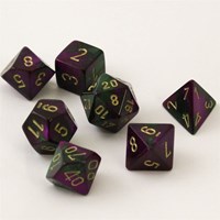Chessex Gemini Verde-Morado/Oro Polydice Set de Dados (7 piezas)