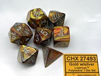 Chessex Juego de dados de polidice dorado/plateado brillante (7 piezas)