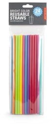 Pajitas reutilizables Kikkerland de colores brillantes - 20 cm (24 piezas)