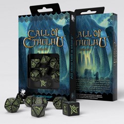 Q-Workshop La Llamada de Cthulhu - Juego de dados negros y que brillan en la oscuridad (7)