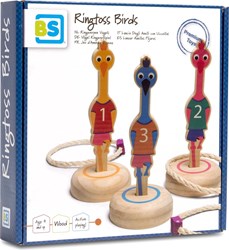 BS Toys lanzamiento de aros pájaros juego de madera exterior niños
