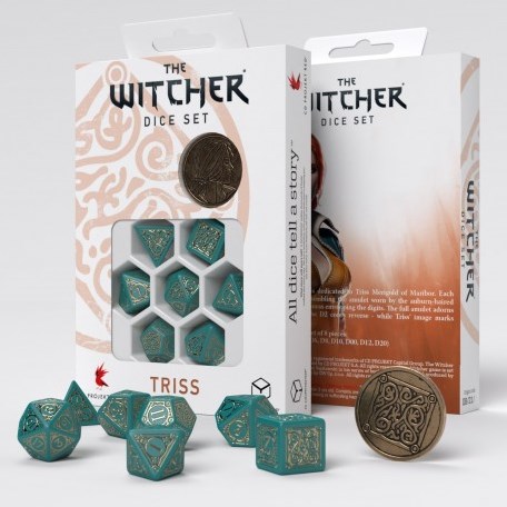 Q-Workshop The Witcher Dice Set - Triss - La Bella Sanadora (7 piezas + moneda)