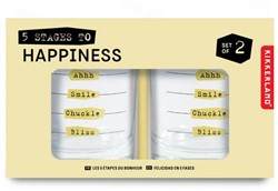Kikkerland Cinco Etapas Para Una Felicidad Vasos (2 piezas)