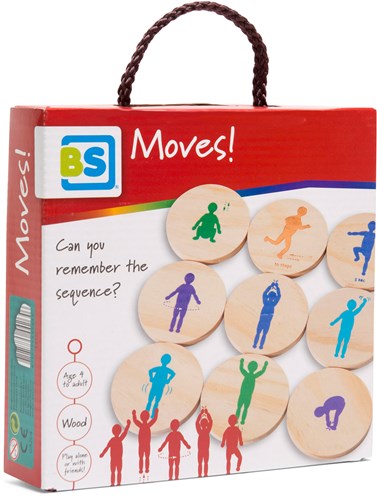 BS Toys Moves - Juego de movimiento activo para niños y familia - Discos de madera - Juego a partir de 6 años