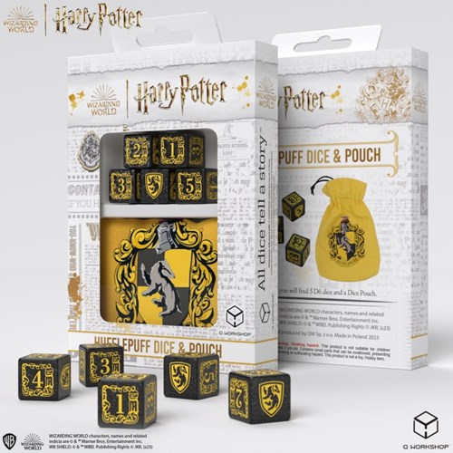 Q-Workshop Harry Potter set de dados Hufflepuff con bolsa - 5 piezas