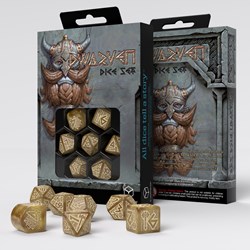 Q-Workshop set de dados dorado - Dwarven Dice 7 piezas juego de rol fantasía