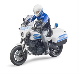 Bruder moto de juguete Ducati Scrambler policía con figura
