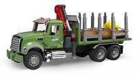 Bruder camión MACK transporte de madera con grúa y 3 troncos-2