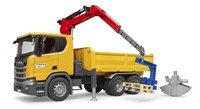 Bruder camión de construcción Scania Super 560R juguete con grúa y 2 palets-2