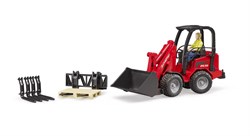 Bruder Schaffer Compact cargador de ruedas juguete con accesorios y figura