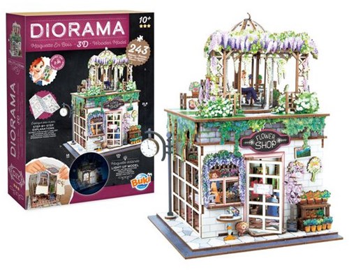 Buki kit de construcción diorama tienda de flores de madera con luz LED