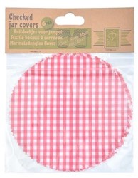 Esschert Design paños para tarros de mermelada rojo-blanco set de 6 estilo retro